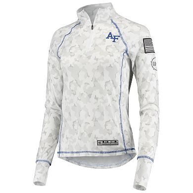 Women's Colosseum White Air Force Falcons OHT Military Appreciation Officer Arctic Camo 1/4-Zip Jacket