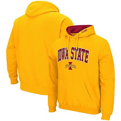 Men's Colosseum Gold Iowa State Cyclones Arch & Logo 3.0 Pullover Hoodie