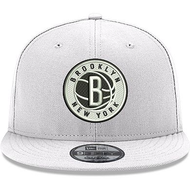 Men's New Era White Brooklyn Nets Color Pop 9FIFTY Snapback Hat