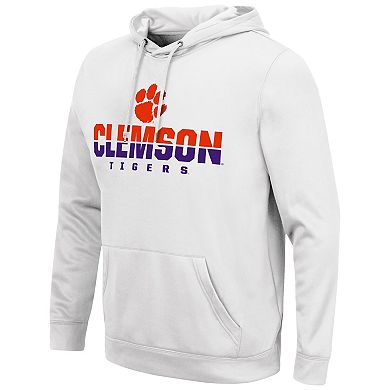 Men's Colosseum White Clemson Tigers Lantern Pullover Hoodie