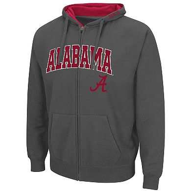 Men's Colosseum Charcoal Alabama Crimson Tide Arch & Logo 3.0 Full-Zip Hoodie