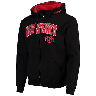 Men's Colosseum Black New Mexico Lobos Arch & Logo 3.0 Full-Zip Hoodie