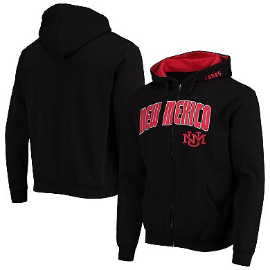 Men's Colosseum Black New Mexico Lobos Arch & Logo 3.0 Full-Zip Hoodie