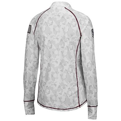 Women's Colosseum White Minnesota Golden Gophers OHT Military Appreciation Officer Arctic Camo 1/4-Zip Jacket