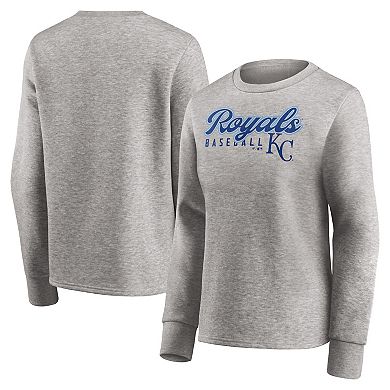 Women's Fanatics Branded Heathered Gray Kansas City Royals Crew Pullover Sweater