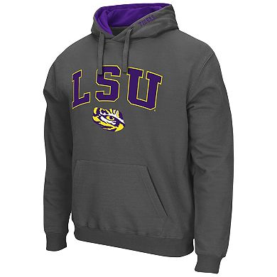 Men's Colosseum Charcoal LSU Tigers Arch & Logo 3.0 Pullover Hoodie