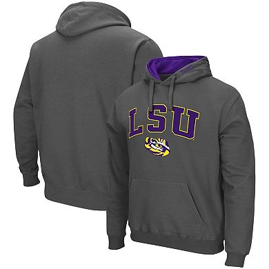 Men's Colosseum Charcoal LSU Tigers Arch & Logo 3.0 Pullover Hoodie