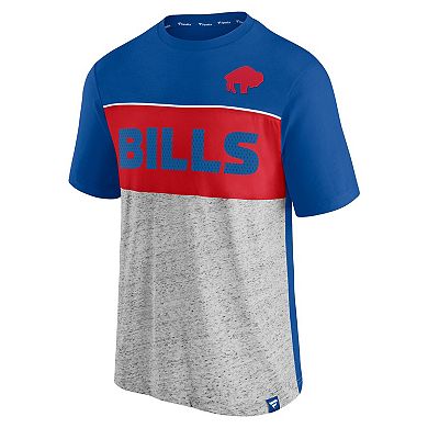 Men's Fanatics Branded Royal/Heathered Gray Buffalo Bills Throwback Colorblock T-Shirt