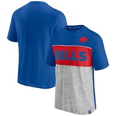 Men's Fanatics Branded Royal/Heathered Gray Buffalo Bills Throwback Colorblock T-Shirt