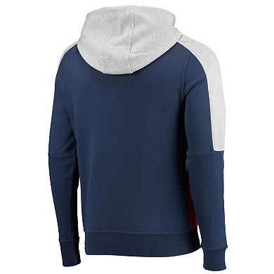 Men's Starter Navy/Red New England Patriots Playoffs Color Block Full-Zip Hoodie