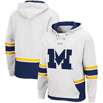 Men's Colosseum White Michigan Wolverines Lace Up 3.0 Pullover Hoodie