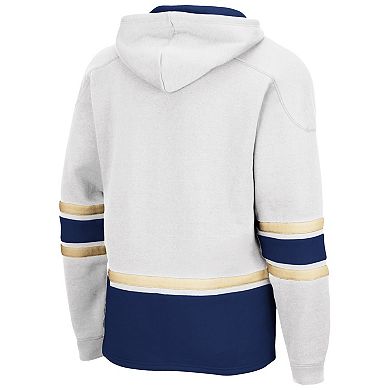 Men's Colosseum White Navy Midshipmen Lace Up 3.0 Pullover Hoodie