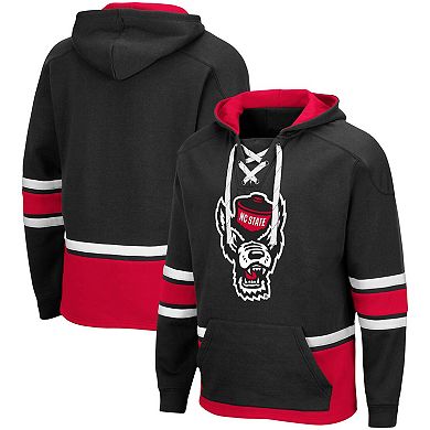 Men's Colosseum Black NC State Wolfpack Lace Up 3.0 Pullover Hoodie