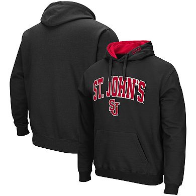 Men's Colosseum Black St. Johns Red Storm Arch and Logo Pullover Hoodie