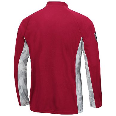 Men's Colosseum Cardinal Arkansas Razorbacks OHT Military Appreciation Snow Cruise Raglan 1/4-Zip Jacket