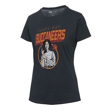 Women's Junk Food Black Tampa Bay Buccaneers Disney Star Wars Princess Leia T-Shirt