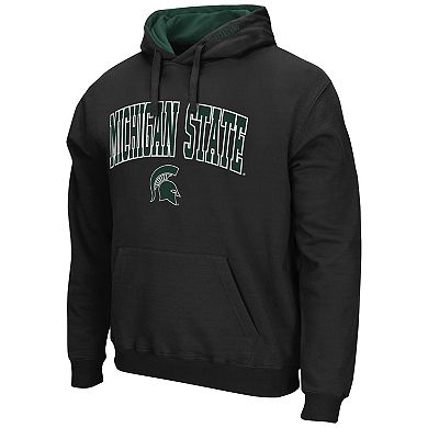 Men's Colosseum Black Michigan State Spartans Arch & Logo 3.0 Pullover Hoodie