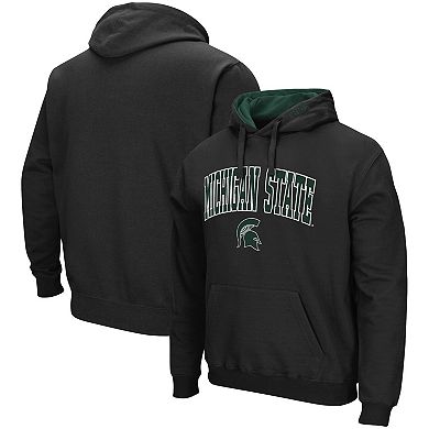 Men's Colosseum Black Michigan State Spartans Arch & Logo 3.0 Pullover Hoodie