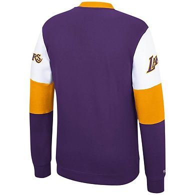 Men's Mitchell & Ness Purple Los Angeles Lakers Perfect Season Fleece Pullover Sweatshirt