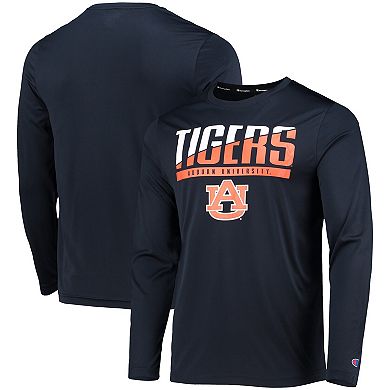 Men's Champion Navy Auburn Tigers Wordmark Slash Long Sleeve T-Shirt