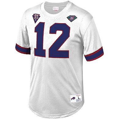 Men's Mitchell & Ness Jim Kelly White Buffalo Bills Retired Player Name & Number Mesh Top