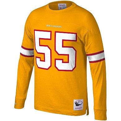Men's Mitchell & Ness Derrick Brooks Orange Tampa Bay Buccaneers Throwback Retired Player Name & Number Long Sleeve Top