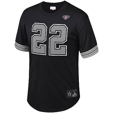 Men's Mitchell & Ness Emmitt Smith Black Dallas Cowboys Retired Player Name & Number Mesh Top