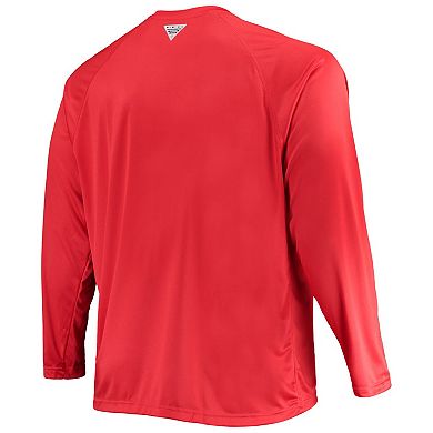 Men's Columbia Scarlet Nebraska Huskers Big & Tall Terminal Tackle Omni-Shade Long Sleeve Raglan T-Shirt
