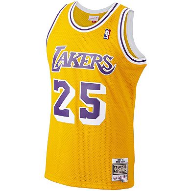 Men's Mitchell & Ness Ed Jones Gold Los Angeles Lakers 1994-95 Hardwood Classics Swingman Player Jersey