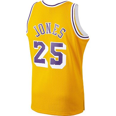 Men's Mitchell & Ness Ed Jones Gold Los Angeles Lakers 1994-95 Hardwood Classics Swingman Player Jersey