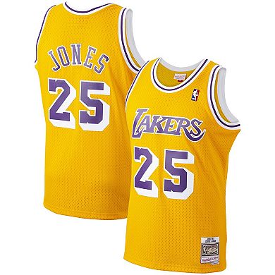 Men's Mitchell & Ness Ed Jones Gold Los Angeles Lakers 1994-95 Hardwood Classics Swingman Player Jersey