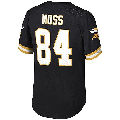Men's Mitchell & Ness Randy Moss Black Minnesota Vikings Retired Player Name & Number Mesh Top