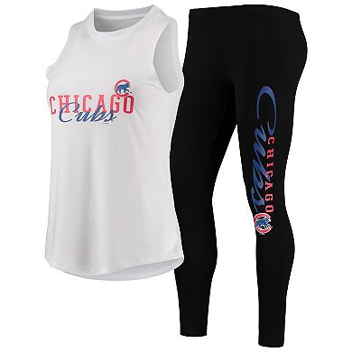 Women's Concepts Sport White/Black Chicago Cubs Sonata Tank Top & Leggings Pajama Set
