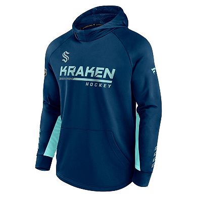 Men's Fanatics Branded Deep Sea Blue Seattle Kraken Authentic Pro Locker Room Raglan Pullover Hoodie