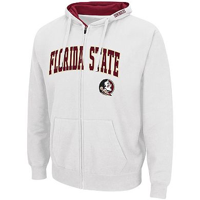 Men's Colosseum White Florida State Seminoles Arch & Logo 3.0 Pullover Hoodie