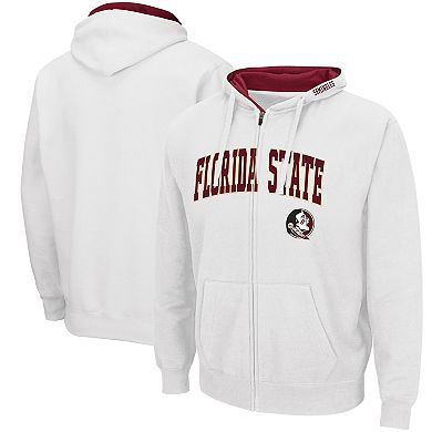 Men's Colosseum White Florida State Seminoles Arch & Logo 3.0 Pullover Hoodie