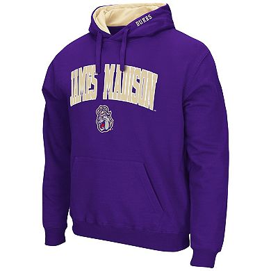 Men's Colosseum Purple James Madison Dukes Arch and Logo Pullover Hoodie