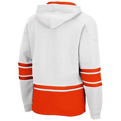 Men's Colosseum White Clemson Tigers Lace Up 3.0 Pullover Hoodie