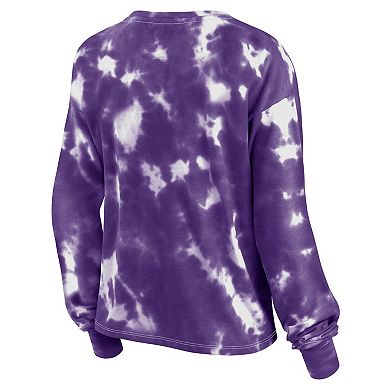 Women's Fanatics Branded White/Purple Minnesota Vikings Sport Resort Tie-Dye V-Neck Long Sleeve T-Shirt