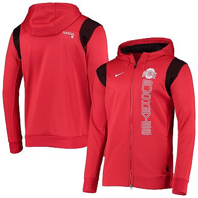 Men's Nike Scarlet Ohio State Buckeyes 2021 Sideline Performance Full-Zip Hoodie