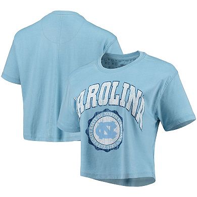 Women's Pressbox Carolina Blue North Carolina Tar Heels Edith Vintage Burnout Crop T-Shirt