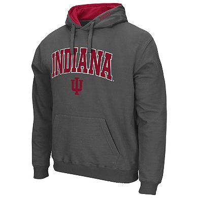 Men's Colosseum Charcoal Indiana Hoosiers Arch & Logo 3.0 Pullover Hoodie