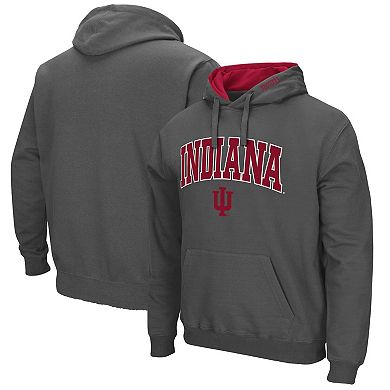 Men's Colosseum Charcoal Indiana Hoosiers Arch & Logo 3.0 Pullover Hoodie