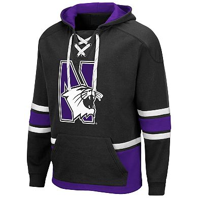 Men's Colosseum Black Northwestern Wildcats Lace Up 3.0 Pullover Hoodie
