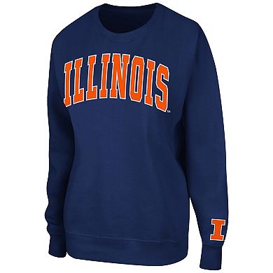 Women's Colosseum Navy Illinois Fighting Illini Campanile Pullover Sweatshirt