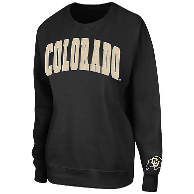 Women's Colosseum Black Colorado Buffaloes Campanile Pullover Sweatshirt