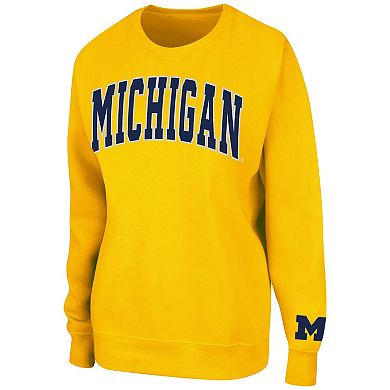 Women's Colosseum Maize Michigan Wolverines Campanile Pullover Sweatshirt