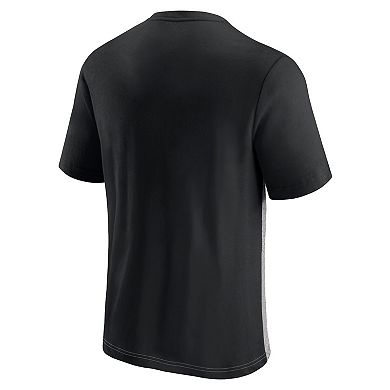 Men's Fanatics Branded Black/Heathered Gray Pittsburgh Steelers Colorblock T-Shirt