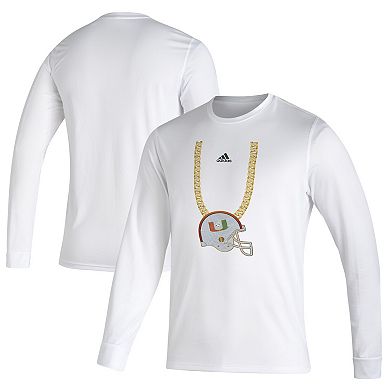 Men's adidas White Miami Hurricanes Turnover Chain Creator Long Sleeve T-Shirt