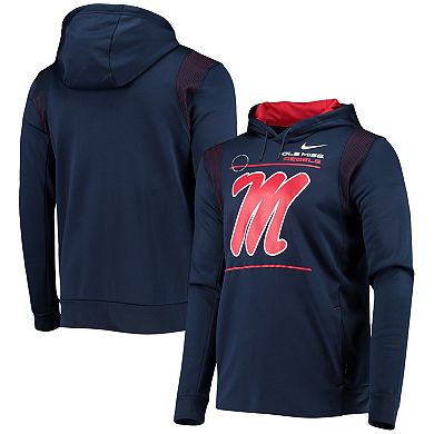 Men's Nike Navy Ole Miss Rebels 2021 Team Sideline Performance Pullover Hoodie